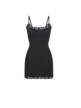 Skims Fits Everybody Lace Slip Dress Onyx Black Large DR-MIN-4132 - NL/WT 34F